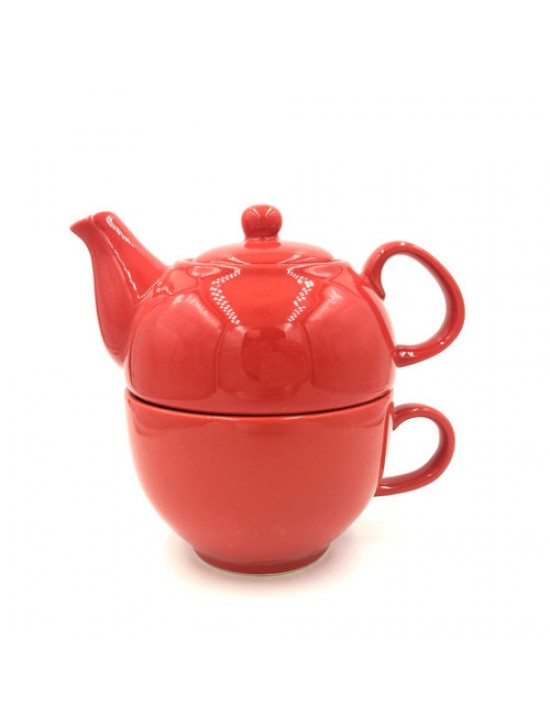 SET OF Porcelain Teapot & Tea Cup in Orange Teapot 450ml & Cup 300ml